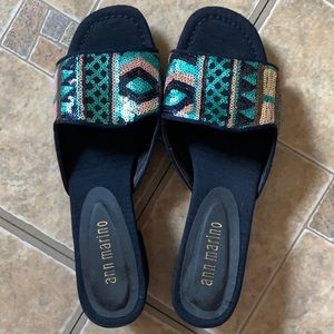 Ann Marino size 9 slide on sequin women’s shoes